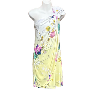 Le chateau floral one shoulder sheath stretch dress Medium butter yellow